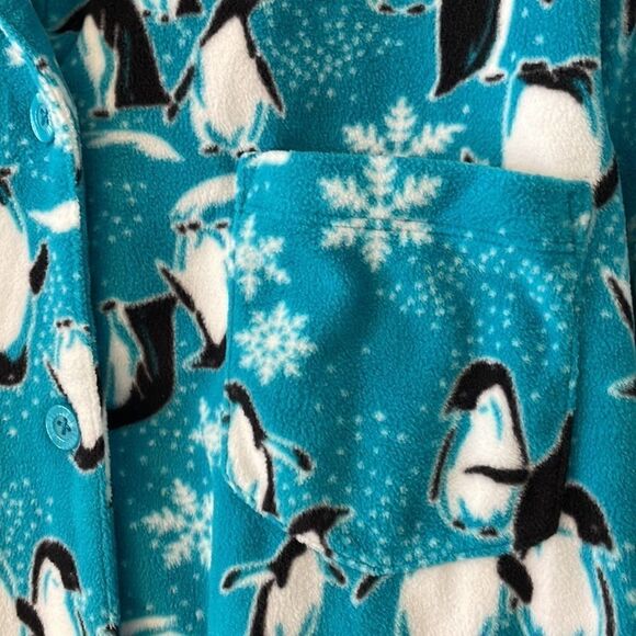 Jammies for Your Families soft penguin print fleece button front pajama top XL - Picture 5 of 7